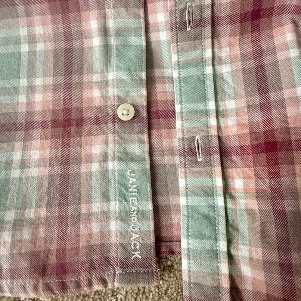 Janie and Jack Pink Plaid Button-Up - Picture 3 of 8